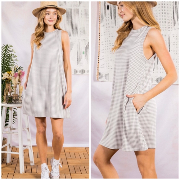 Love Riche Dresses & Skirts - LOVERICHE Nordstrom Chic Gray Gingham Swing Dress